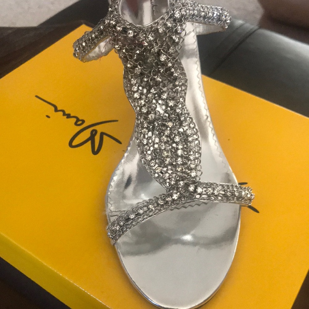 Formal Rhinestone Silver Heels - Picture 2 of 8